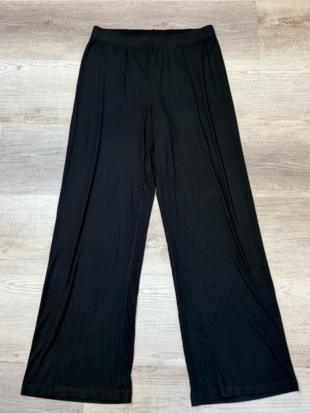 SKIMS Soft Lounge Ribbed Wide Leg Sleep Pants Onyx Black Size L